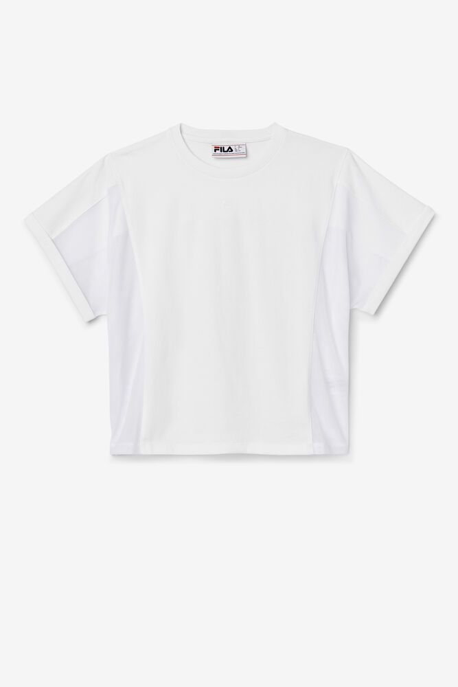 Fila T-Shirt Amytis Mesh Panel Womens White - India TCJ-810653